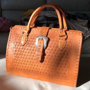 Force Ten vintage embossed leather apothecary bag